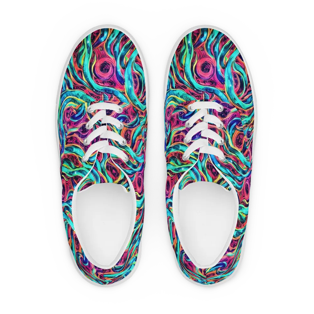 Chromatic Tides on Men's Lace-Up Canvas Shoes — Front