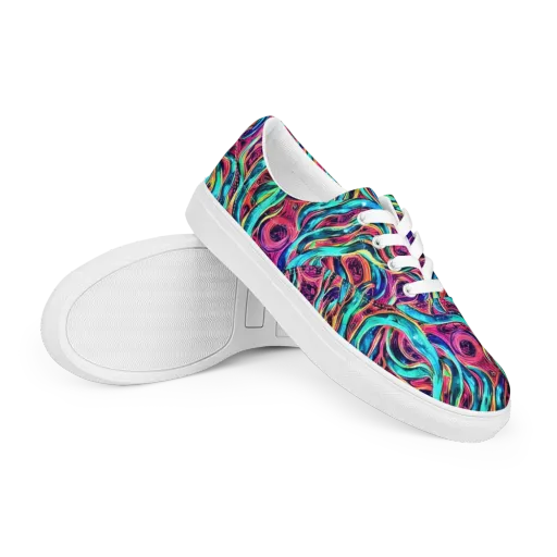 Chromatic Tides on a Men's Lace-Up Canvas Shoes