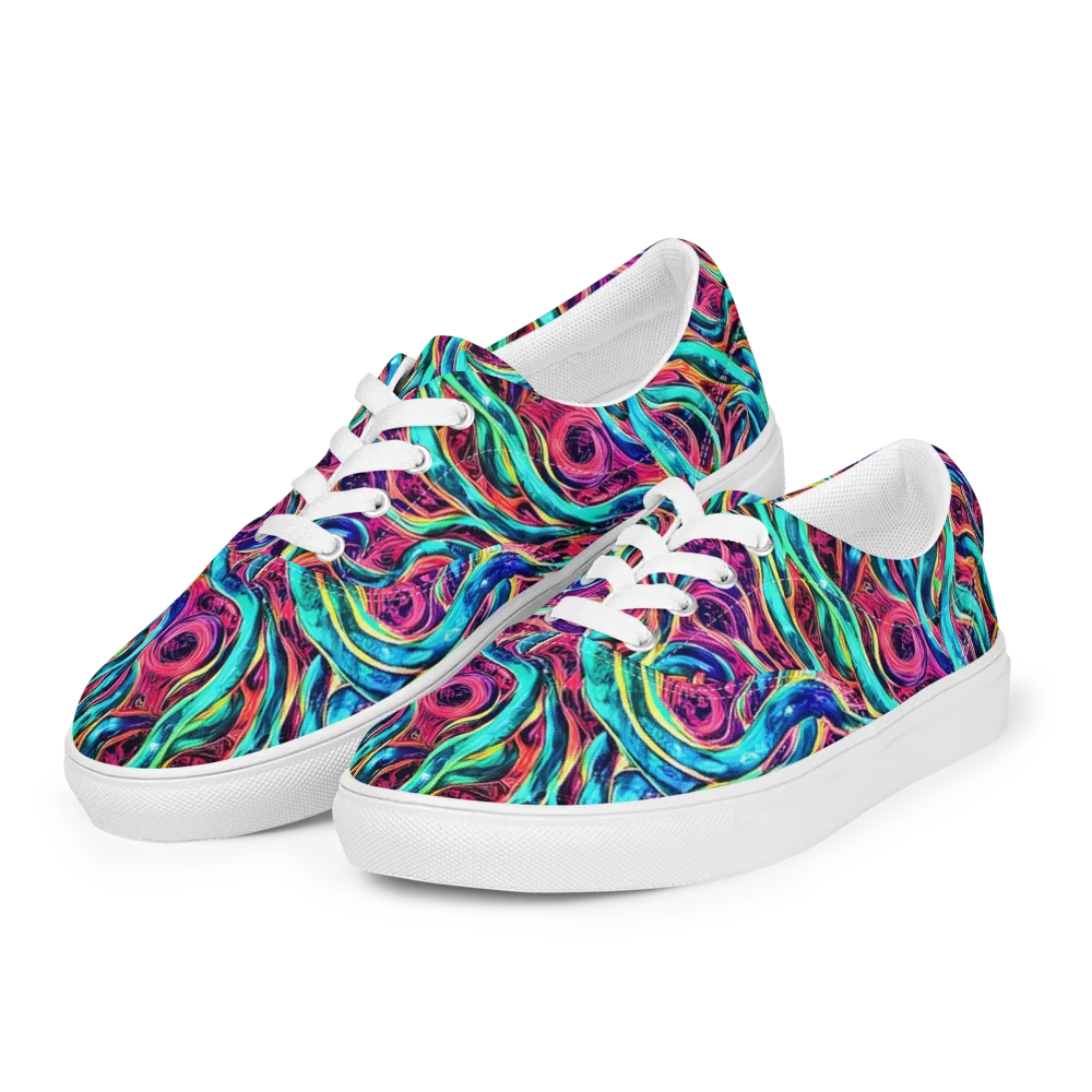Chromatic Tides on Men's Lace-Up Canvas Shoes — Left Front