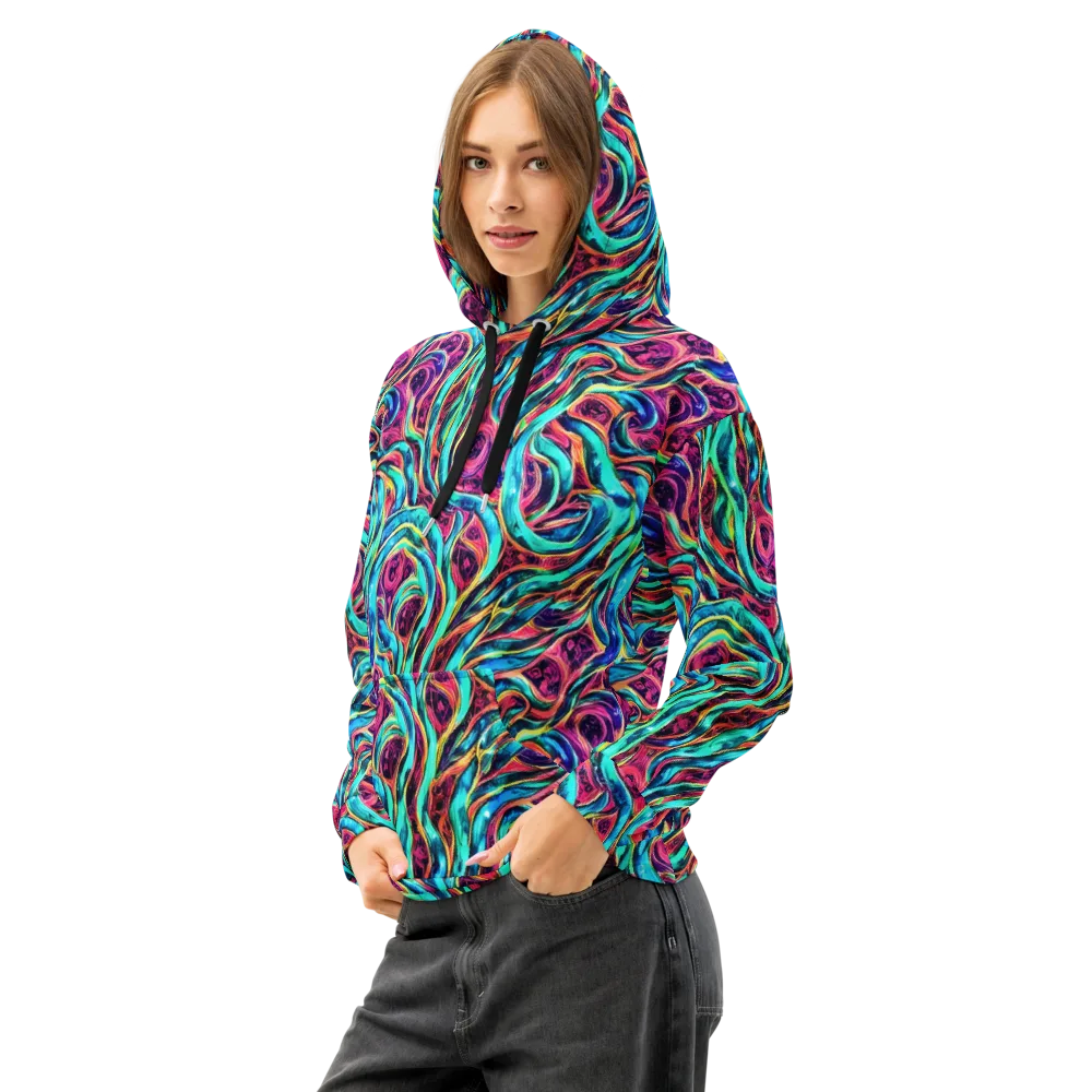 Chromatic Tides on Cotton Hoodie — Left Front