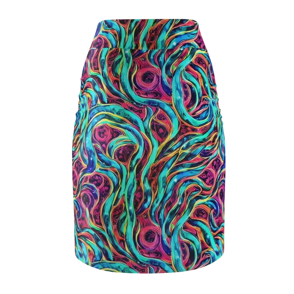 Chromatic Tides on Pencil Skirt — Back