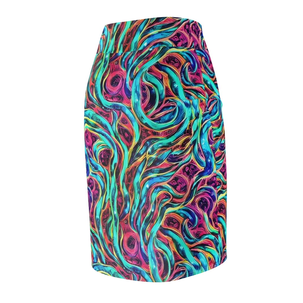 Chromatic Tides on Pencil Skirt — Back Side
