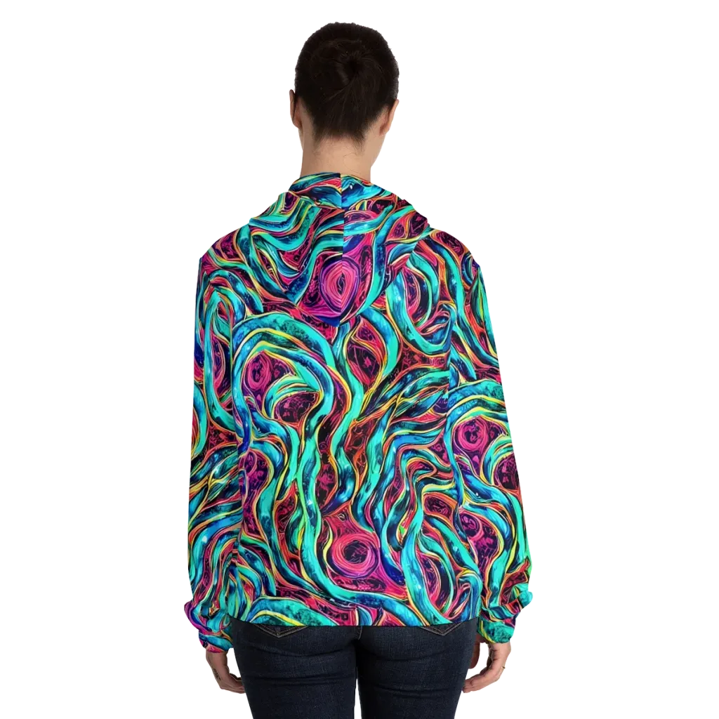 Chromatic Tides on Women's Full-Zip Hoodie — Back On Person