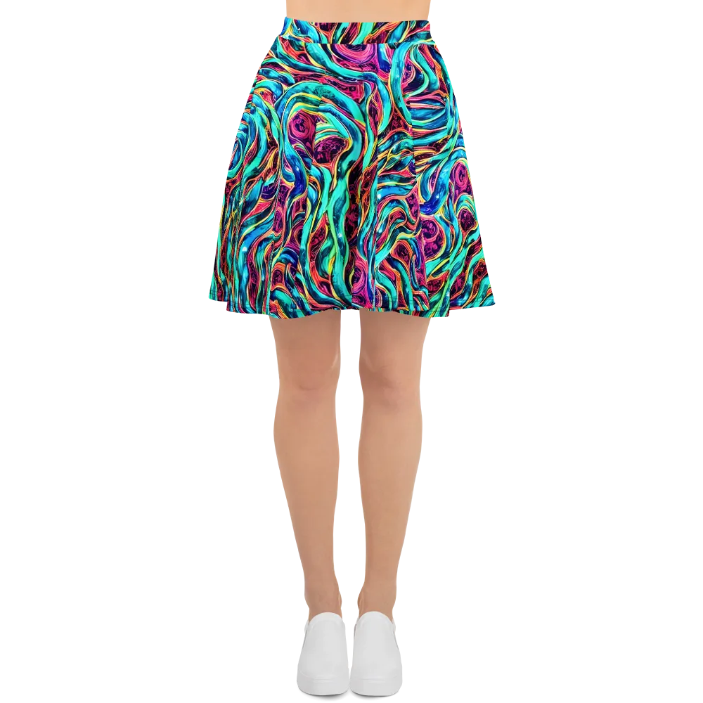 Chromatic Tides on Skater Skirt — Front