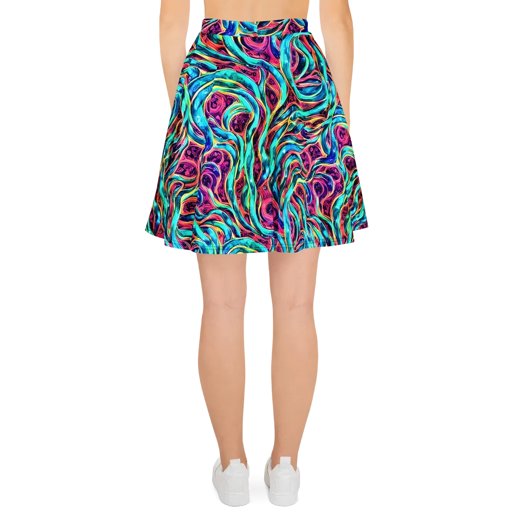 Chromatic Tides on Skater Skirt — Back