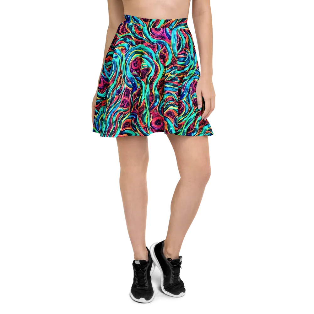 Chromatic Tides on Skater Skirt — Front