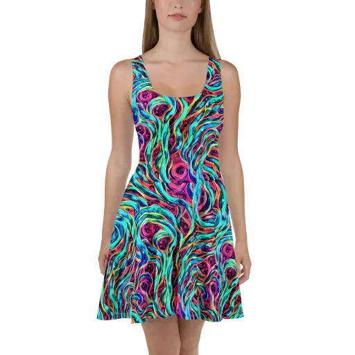 Chromatic Tides on a Skater Dress