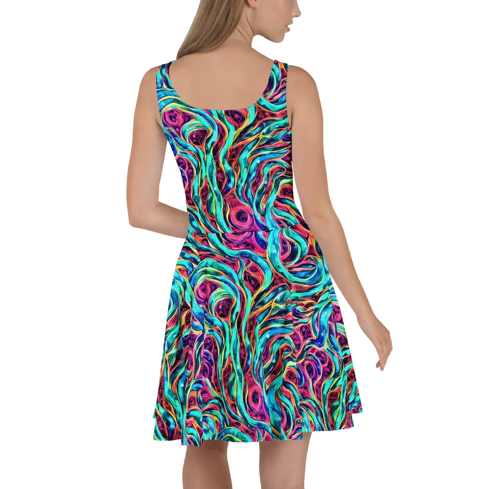 Chromatic Tides on Skater Dress — Back