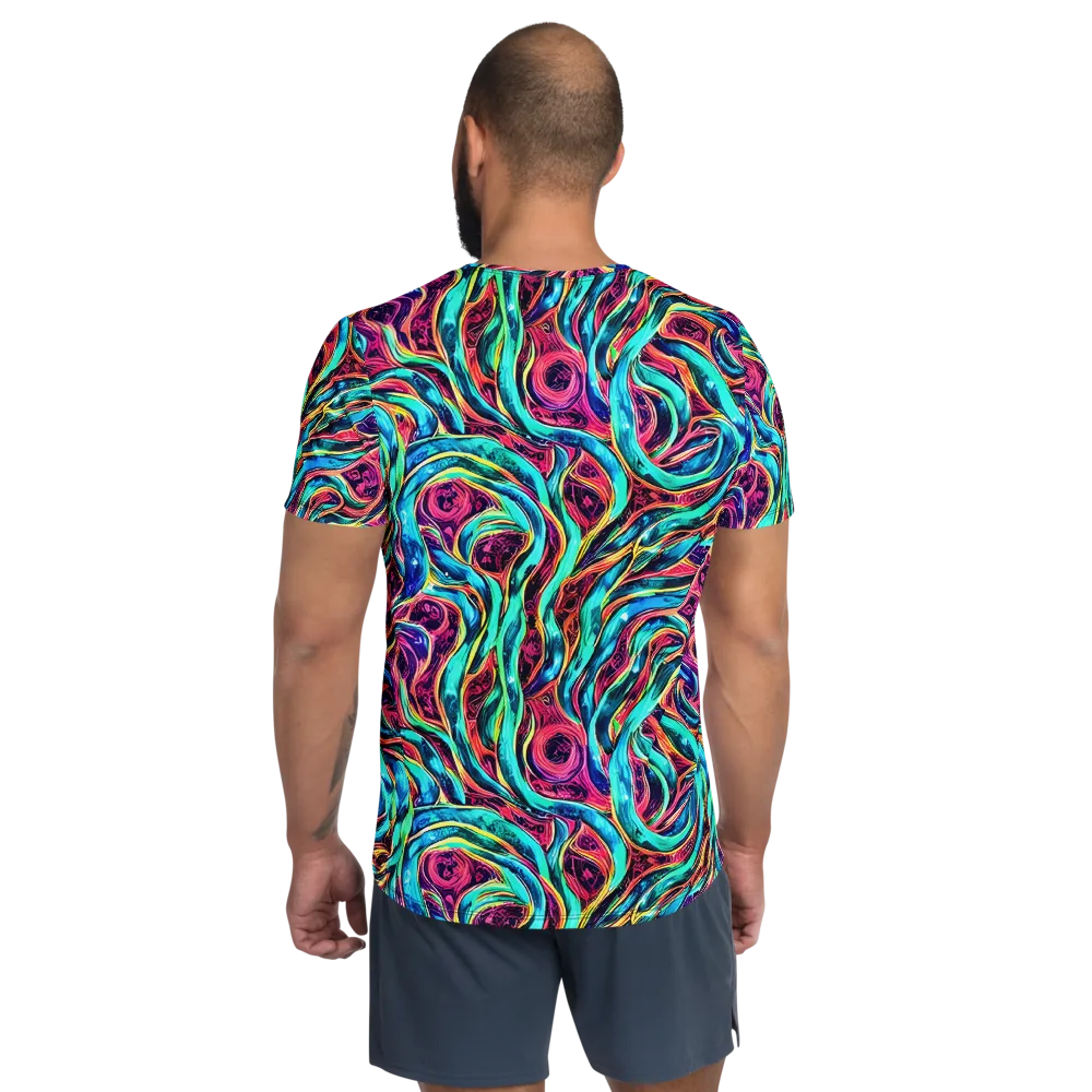 Chromatic Tides on Men's Athletic T-Shirt — Back