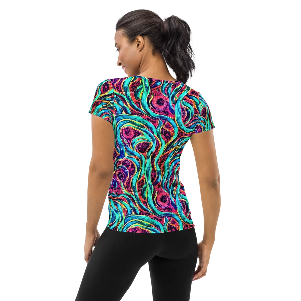Chromatic Tides on Women's Athletic T-Shirt — Back