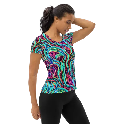 Chromatic Tides on a Women's Athletic T-Shirt