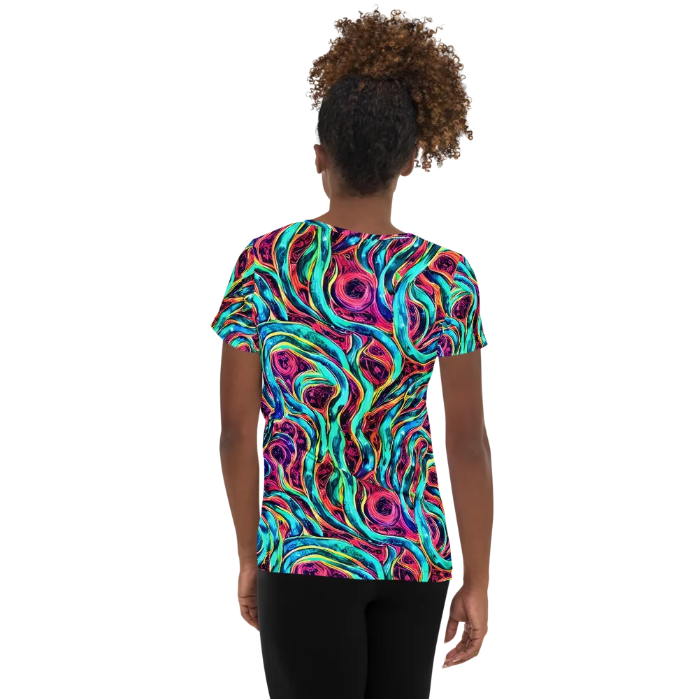 Chromatic Tides on Women's Athletic T-Shirt — Back