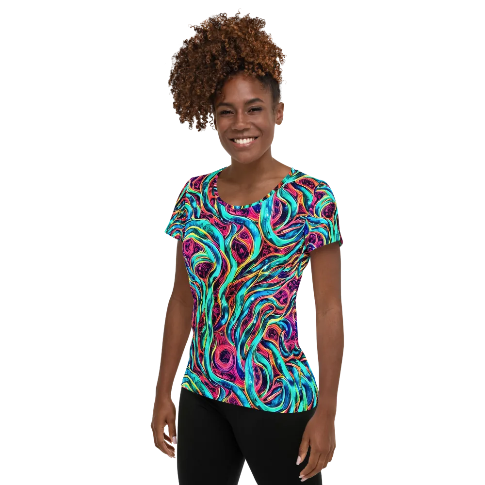 Chromatic Tides on Women's Athletic T-Shirt — Left