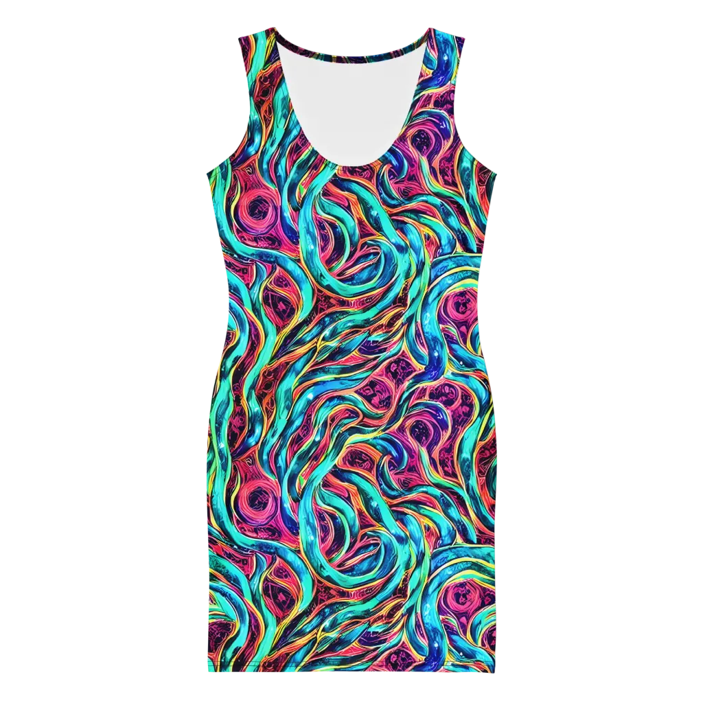 Chromatic Tides on Bodycon Dress — Front