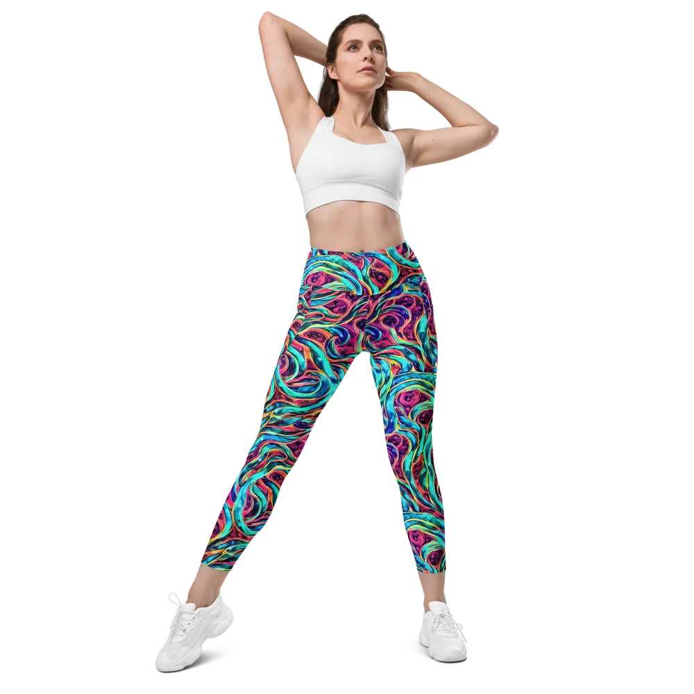 Chromatic Tides on Leggings with Pockets — Front