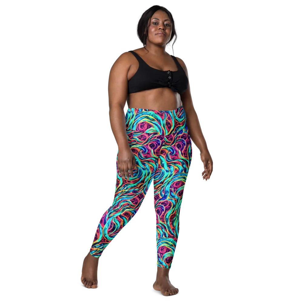 Chromatic Tides on Leggings with Pockets — Front