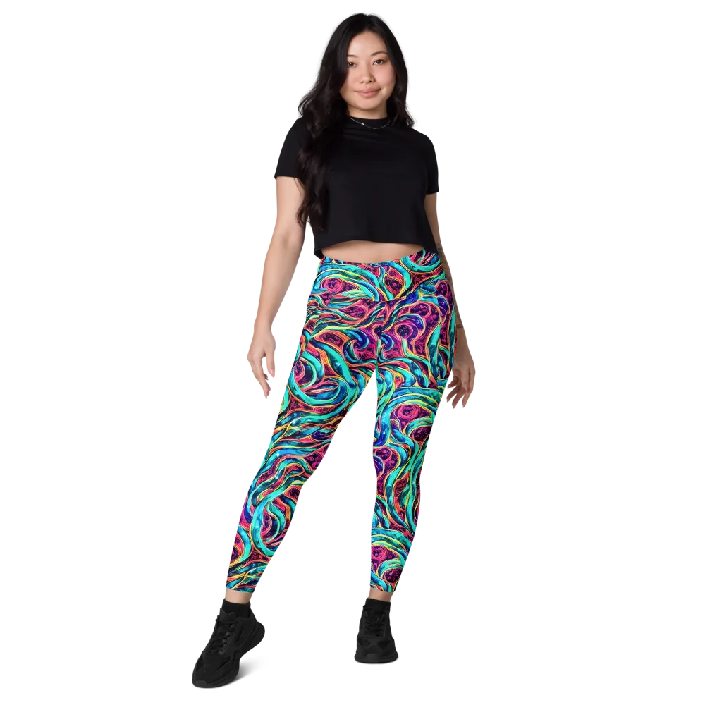 Chromatic Tides on Leggings with Pockets — Front