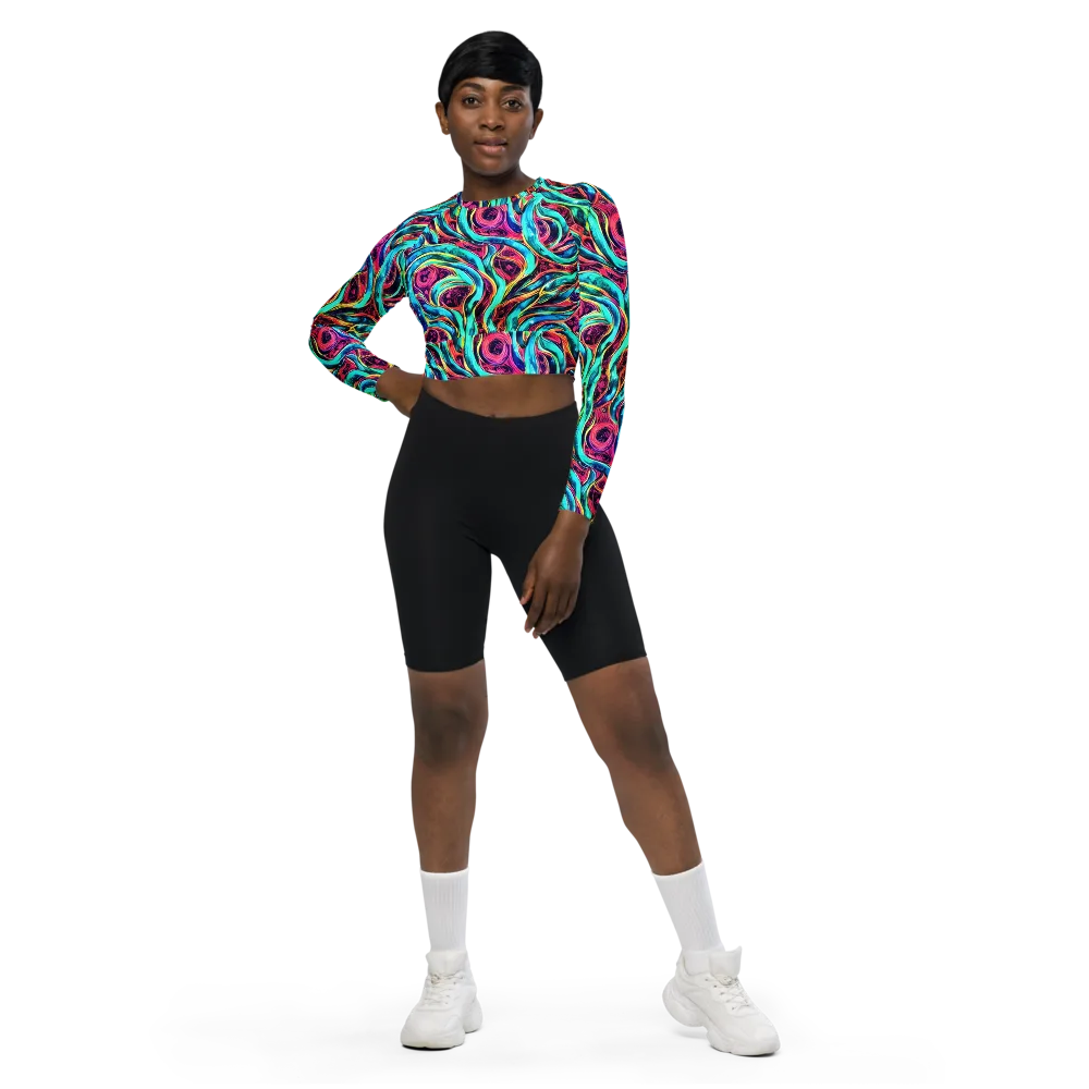Chromatic Tides on Long Sleeve Crop Top — Front