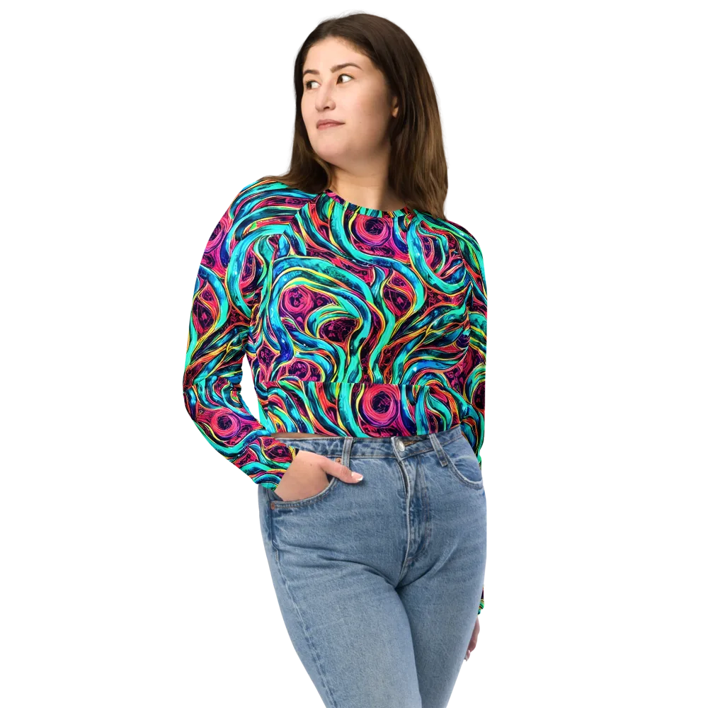Chromatic Tides on Long Sleeve Crop Top — Front