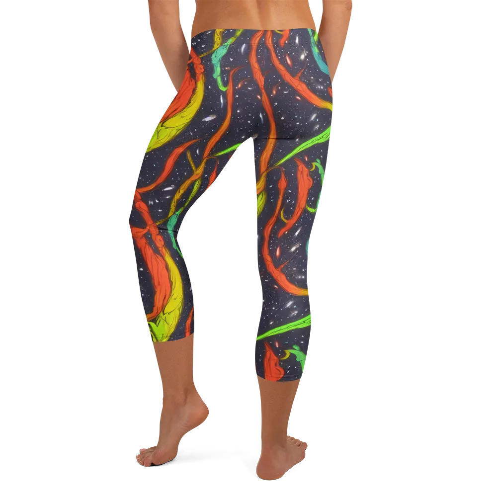Cosmic Ribbon Riot on Capri Leggings — Back