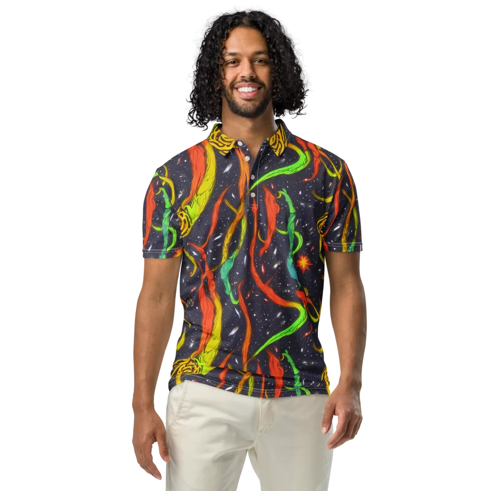 Cosmic Ribbon Riot on Men's Slim Fit Polo Shirt — Front