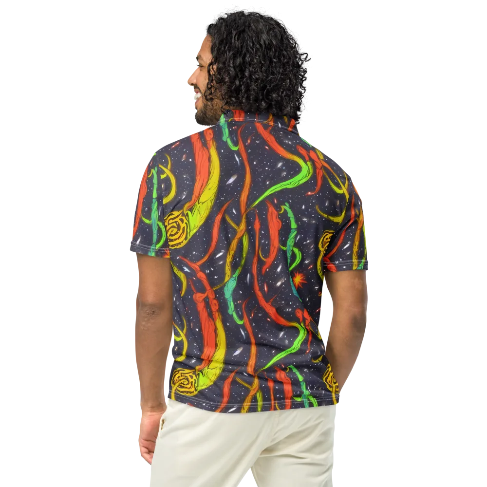 Cosmic Ribbon Riot on Men's Slim Fit Polo Shirt — Back