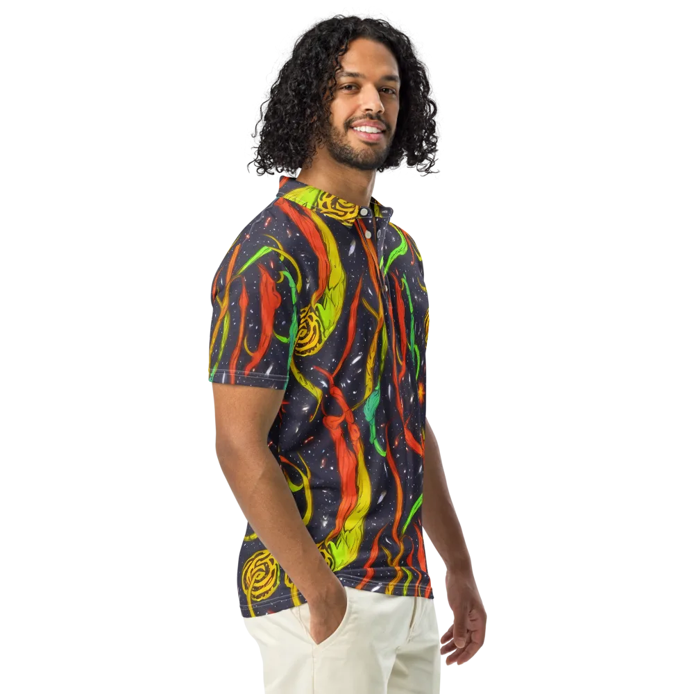 Cosmic Ribbon Riot on Men's Slim Fit Polo Shirt — Right Front