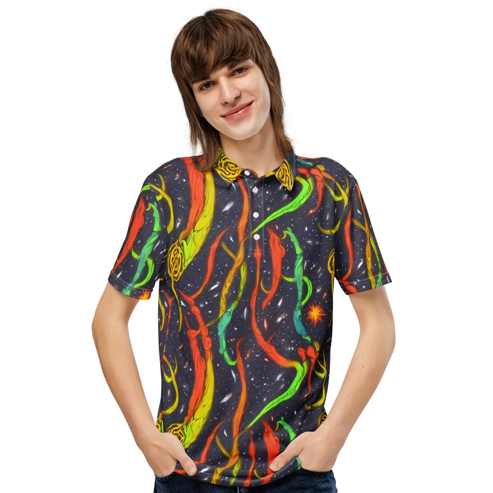 Cosmic Ribbon Riot on Men's Slim Fit Polo Shirt — Front