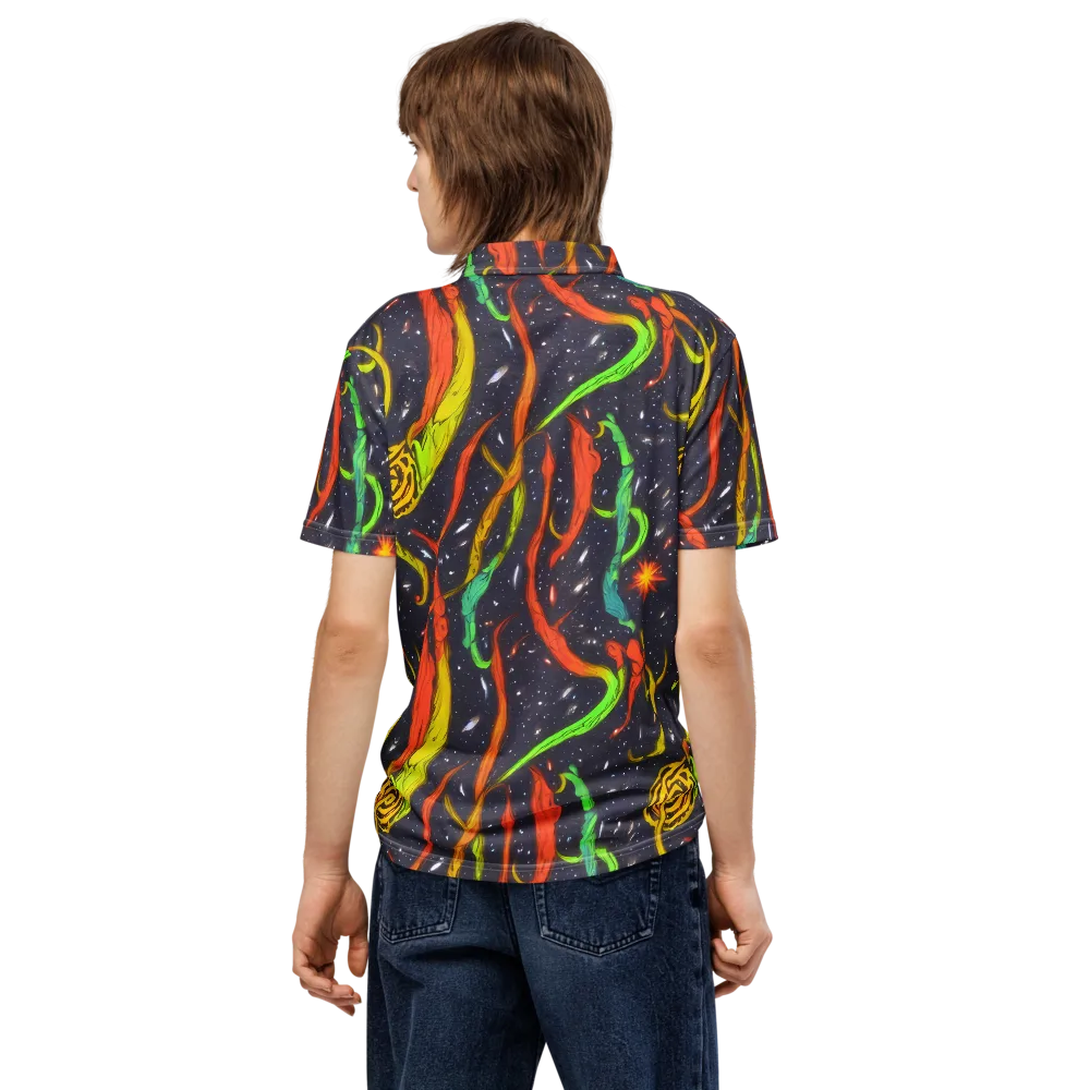 Cosmic Ribbon Riot on Men's Slim Fit Polo Shirt — Back