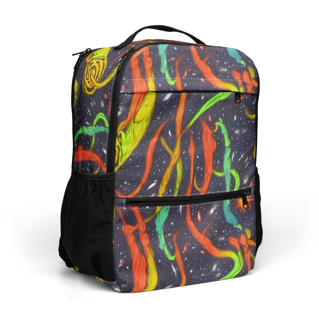 Cosmic Ribbon Riot on Utility Backpack — Right Front