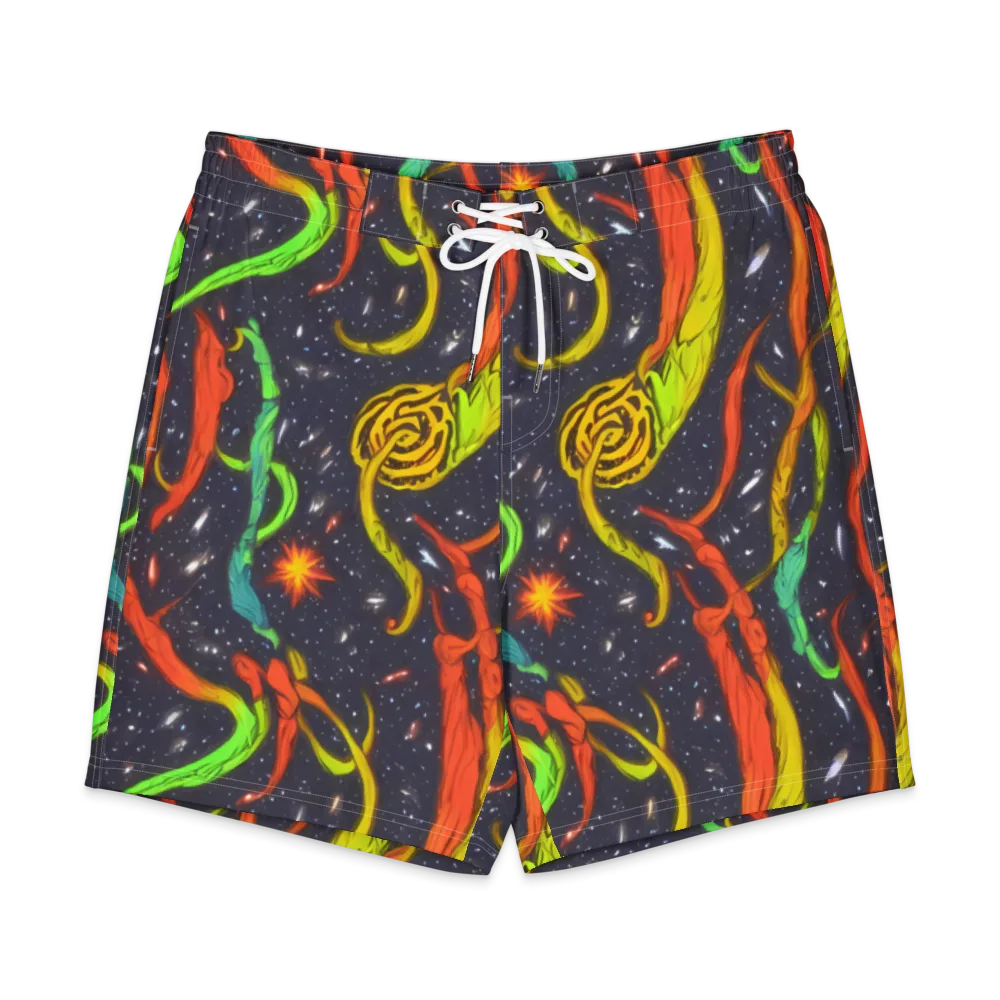 Cosmic Ribbon Riot on Men's Board Shorts — Front