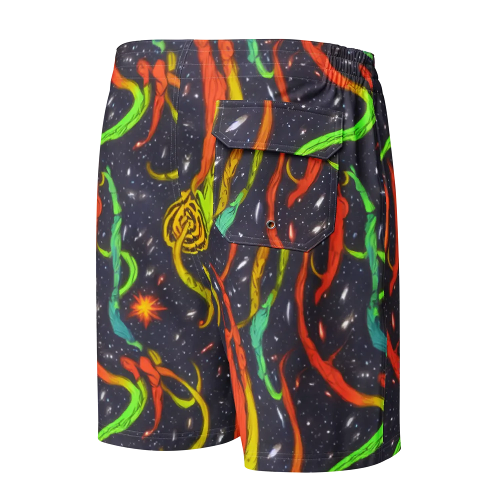 Cosmic Ribbon Riot on Men's Board Shorts — Back