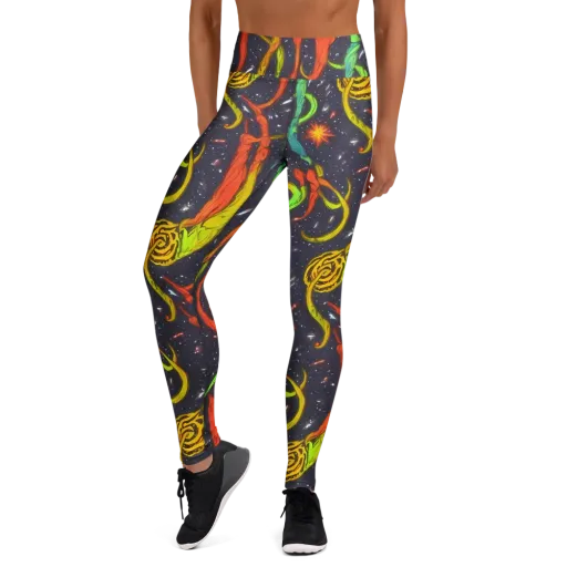 Cosmic Ribbon Riot on a Yoga Leggings