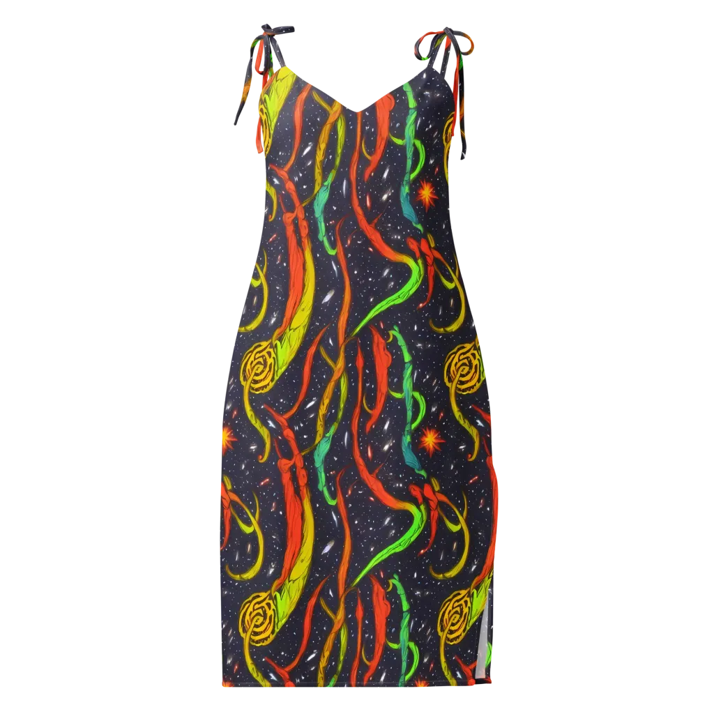 Cosmic Ribbon Riot on Slip Dress — Front