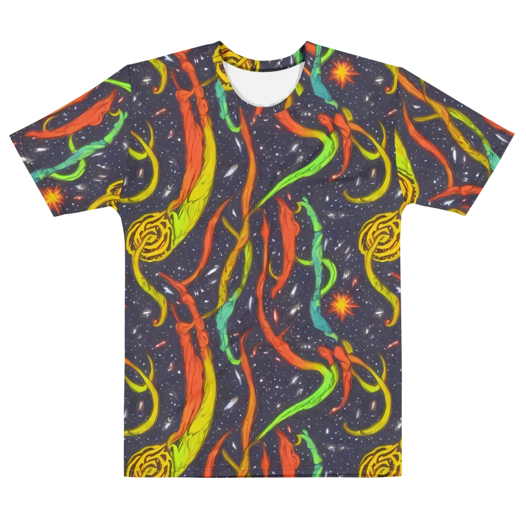 Cosmic Ribbon Riot on Men's Cotton Crew Neck T-Shirt — Front