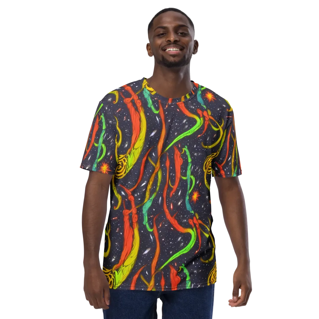 Cosmic Ribbon Riot on Men's Crew Neck T-Shirt — Front