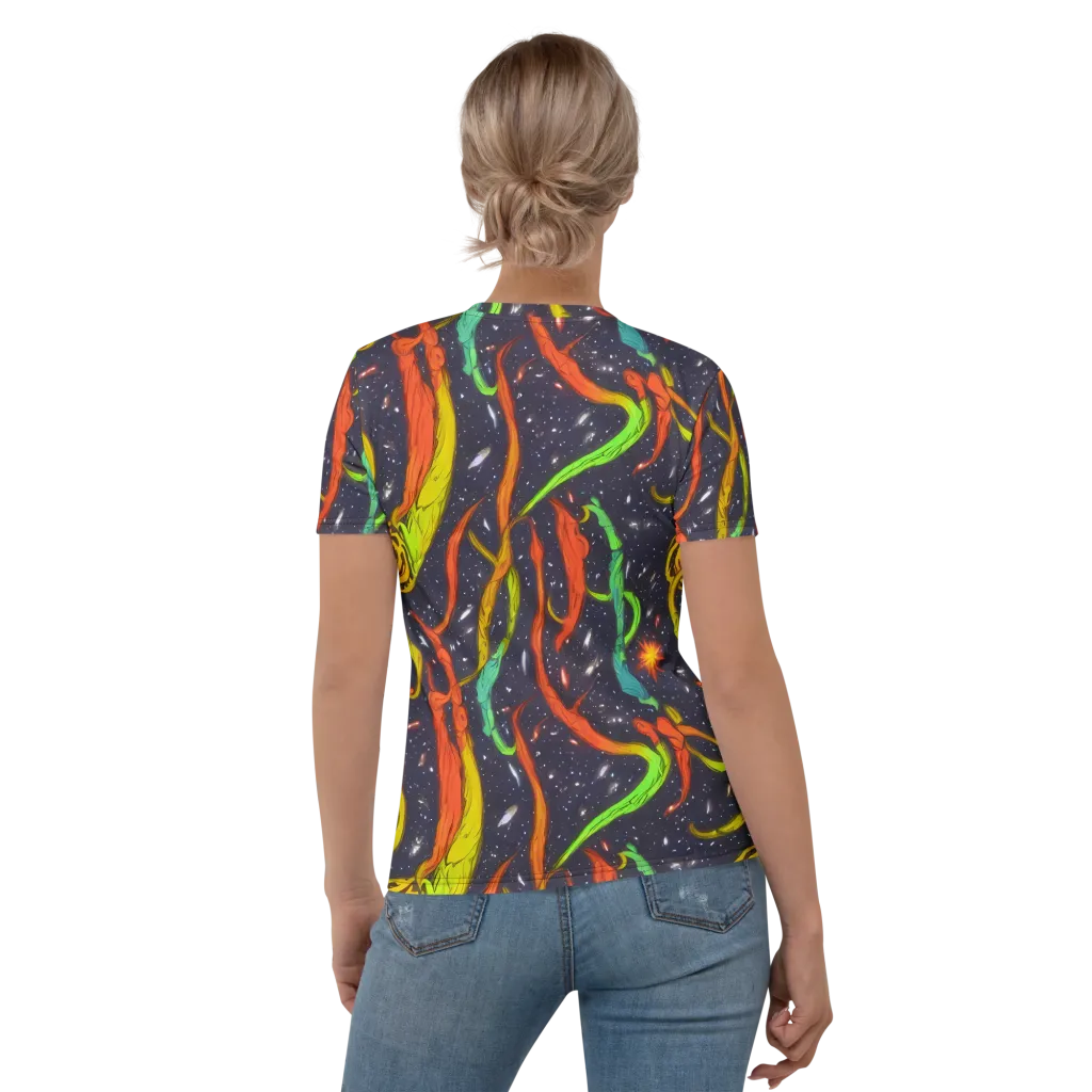Cosmic Ribbon Riot on Women's Crew Neck T-Shirt — Back