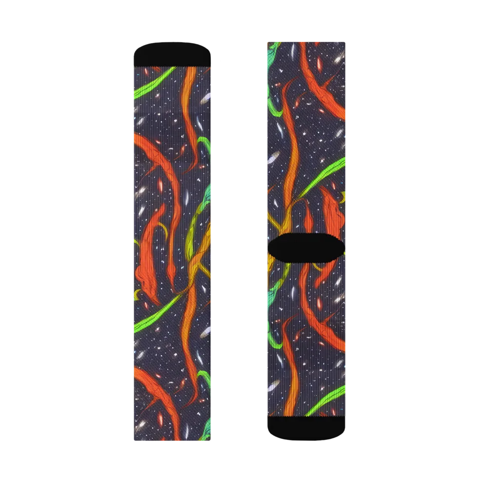 Cosmic Ribbon Riot on Socks — Right Sock