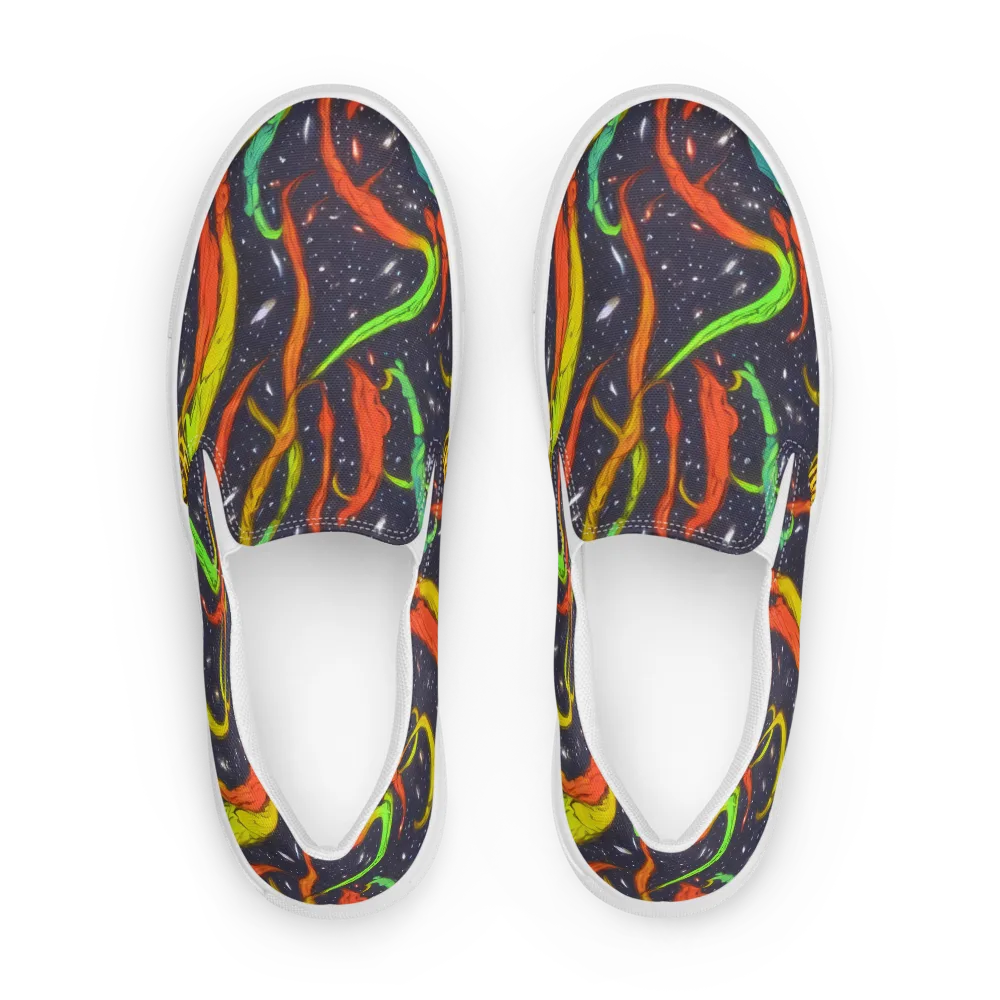 Cosmic Ribbon Riot on Women's Slip-On Canvas Shoes — Front
