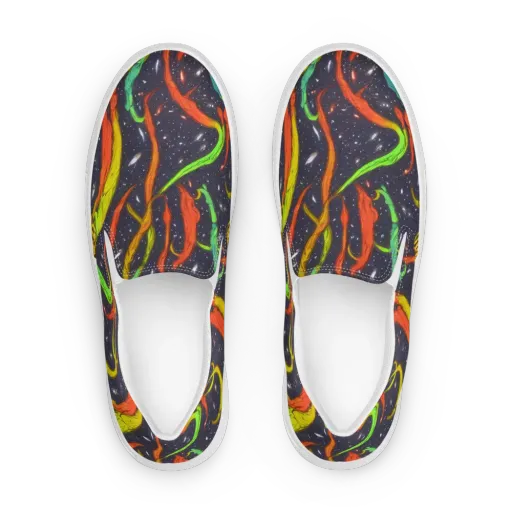 Cosmic Ribbon Riot on a Women's Slip-On Canvas Shoes