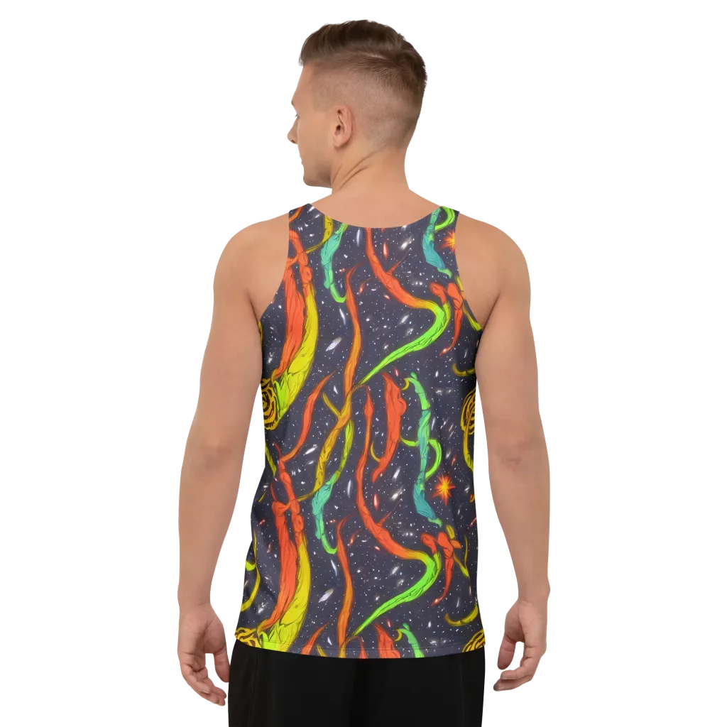 Cosmic Ribbon Riot on Men's Tank Top — Back