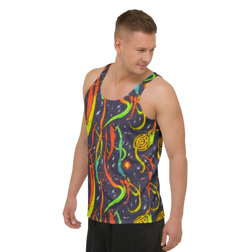 Cosmic Ribbon Riot on Men's Tank Top — Left Front