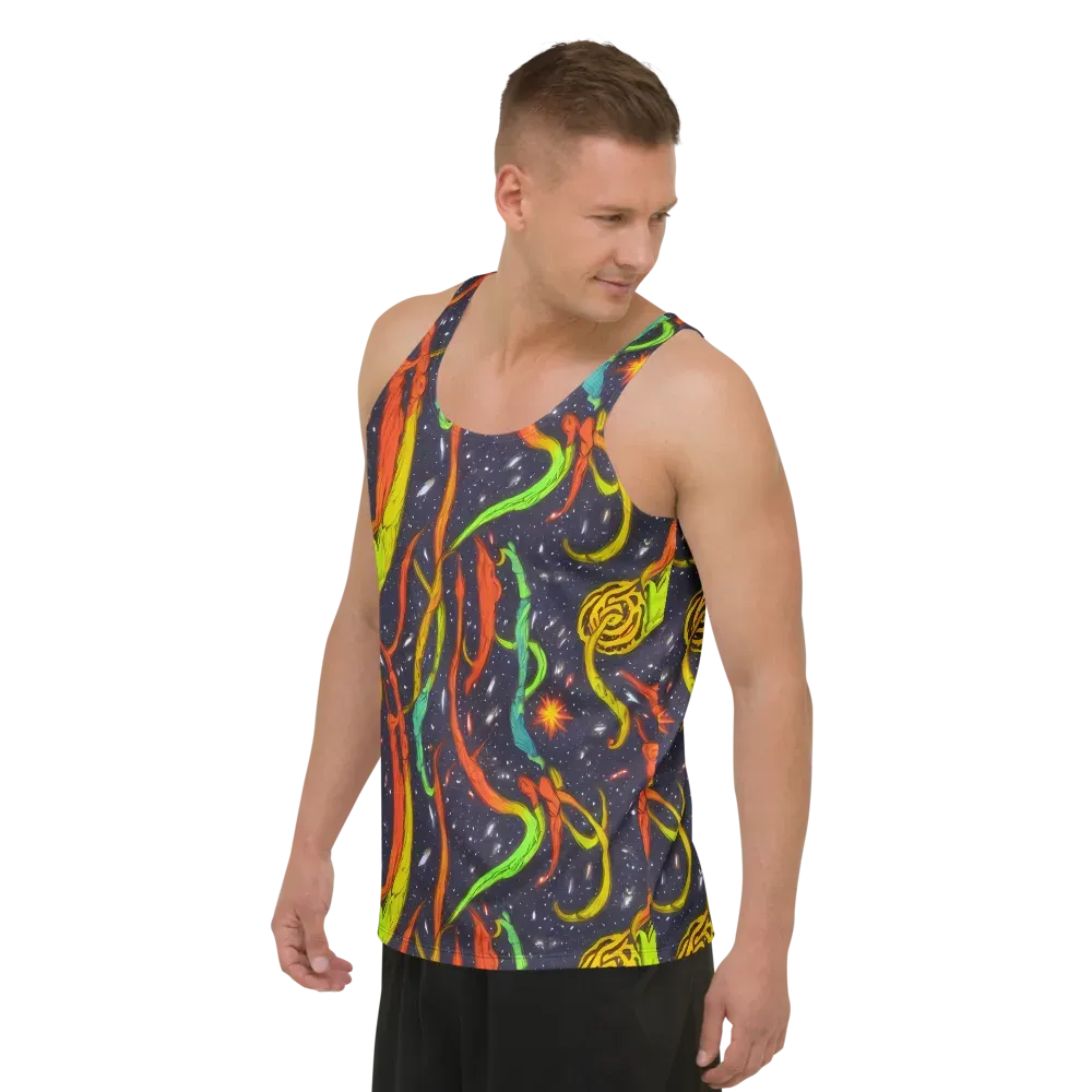 Cosmic Ribbon Riot on Men's Tank Top — Left Front