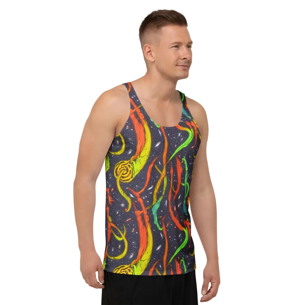 Cosmic Ribbon Riot on Men's Tank Top — Right Front