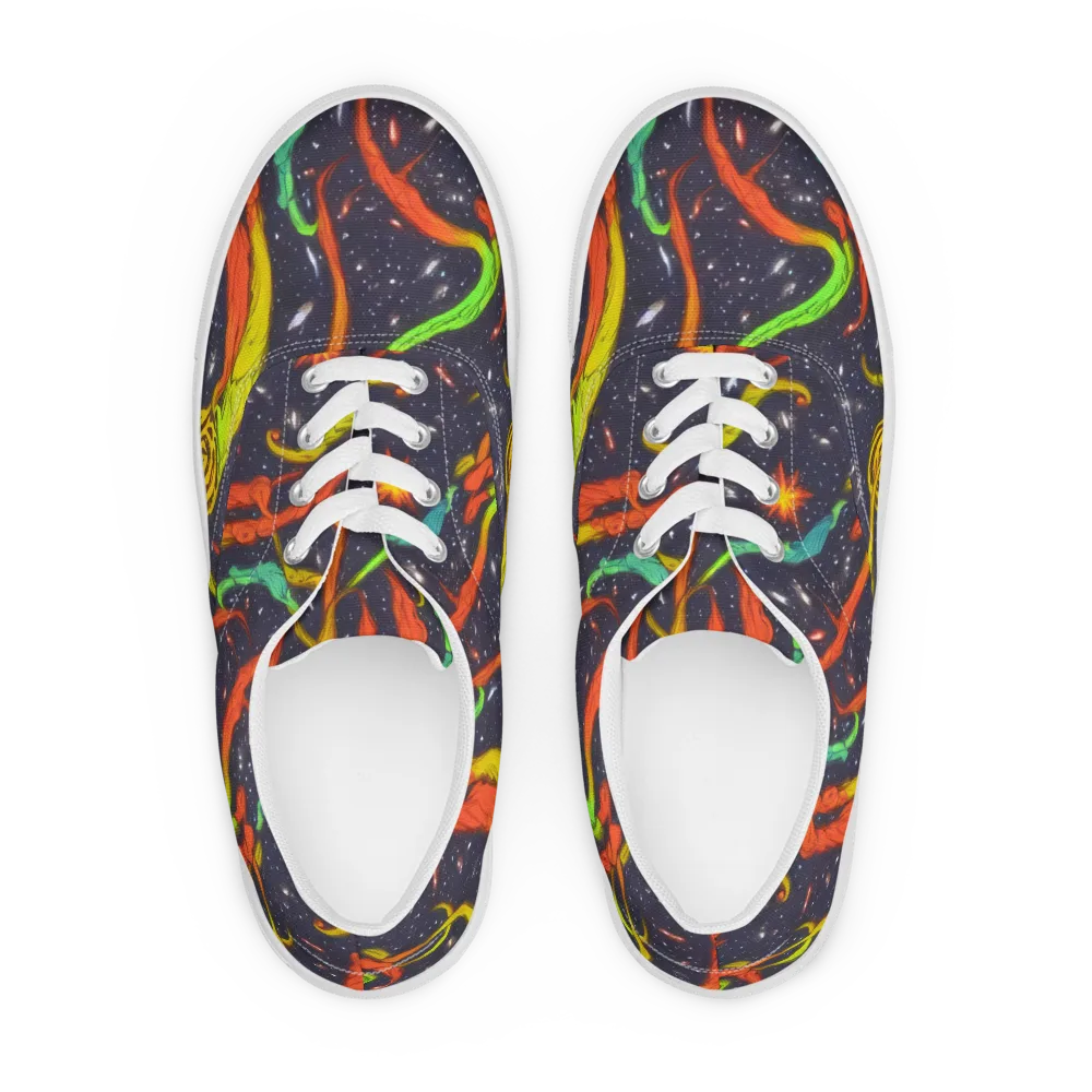 Cosmic Ribbon Riot on Men's Lace-Up Canvas Shoes — Front