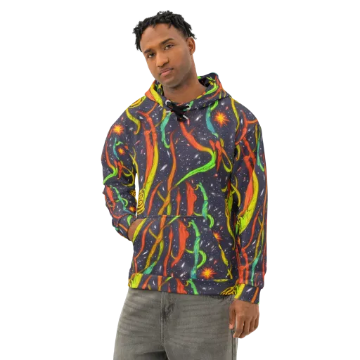 Cosmic Ribbon Riot on a Cotton Hoodie