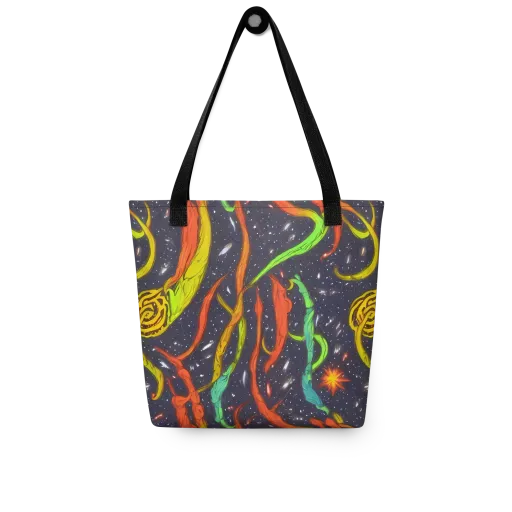 Cosmic Ribbon Riot on a Tote Bag