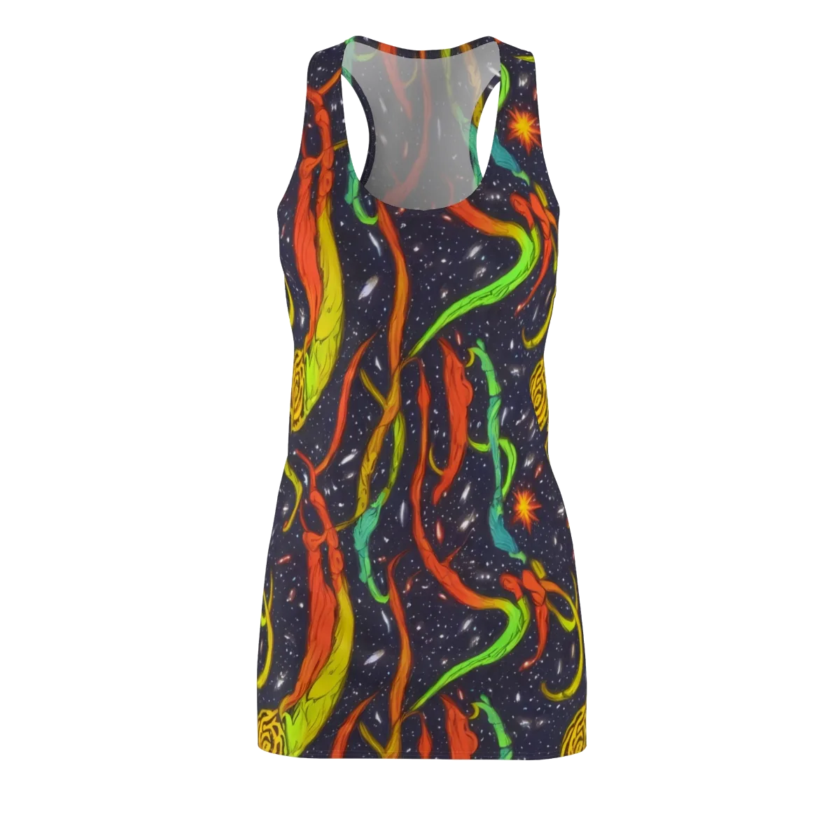 Cosmic Ribbon Riot on Racerback Dress — Front
