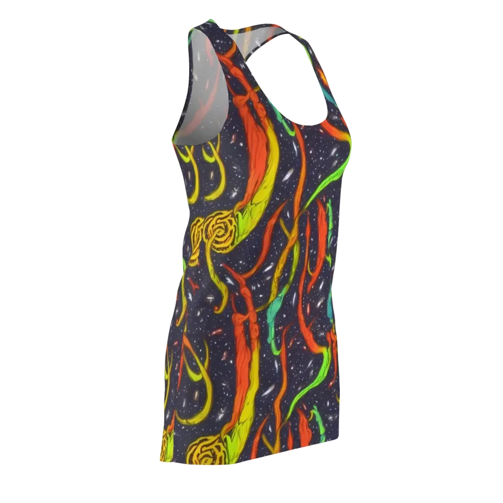 Cosmic Ribbon Riot on Racerback Dress — Front Side