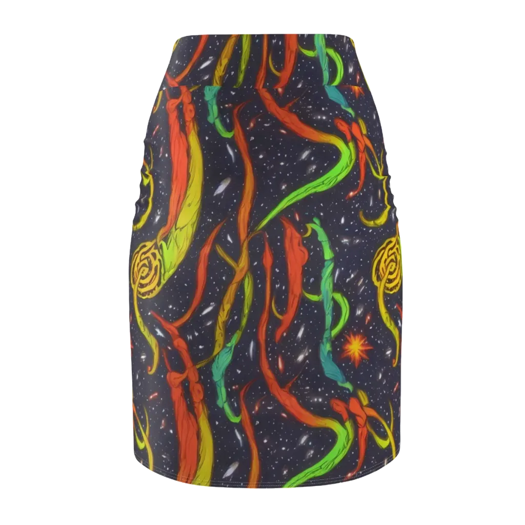 Cosmic Ribbon Riot on Pencil Skirt — Back
